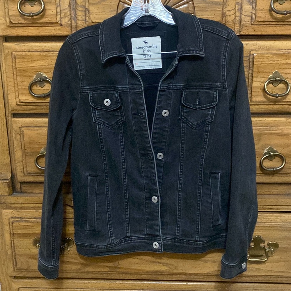 Abercrombie Kids Denim Jacket Black Girls Size 13/14